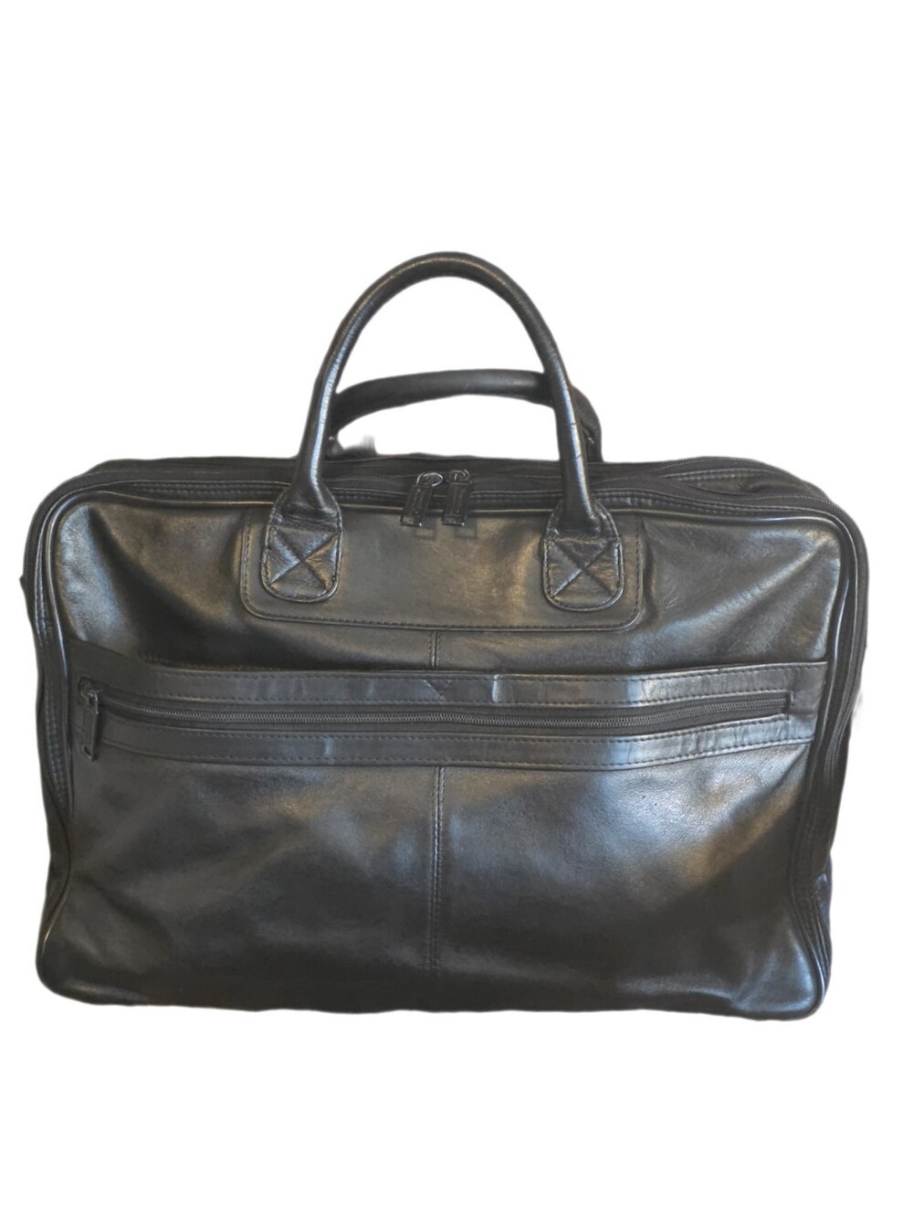 Vintage Genuine Leather Executive Briefcase / Laptop Bag - Black